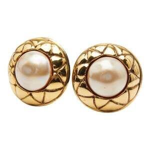 Chanel Matelasse Pearl Clip-On Earrings #222141C43B